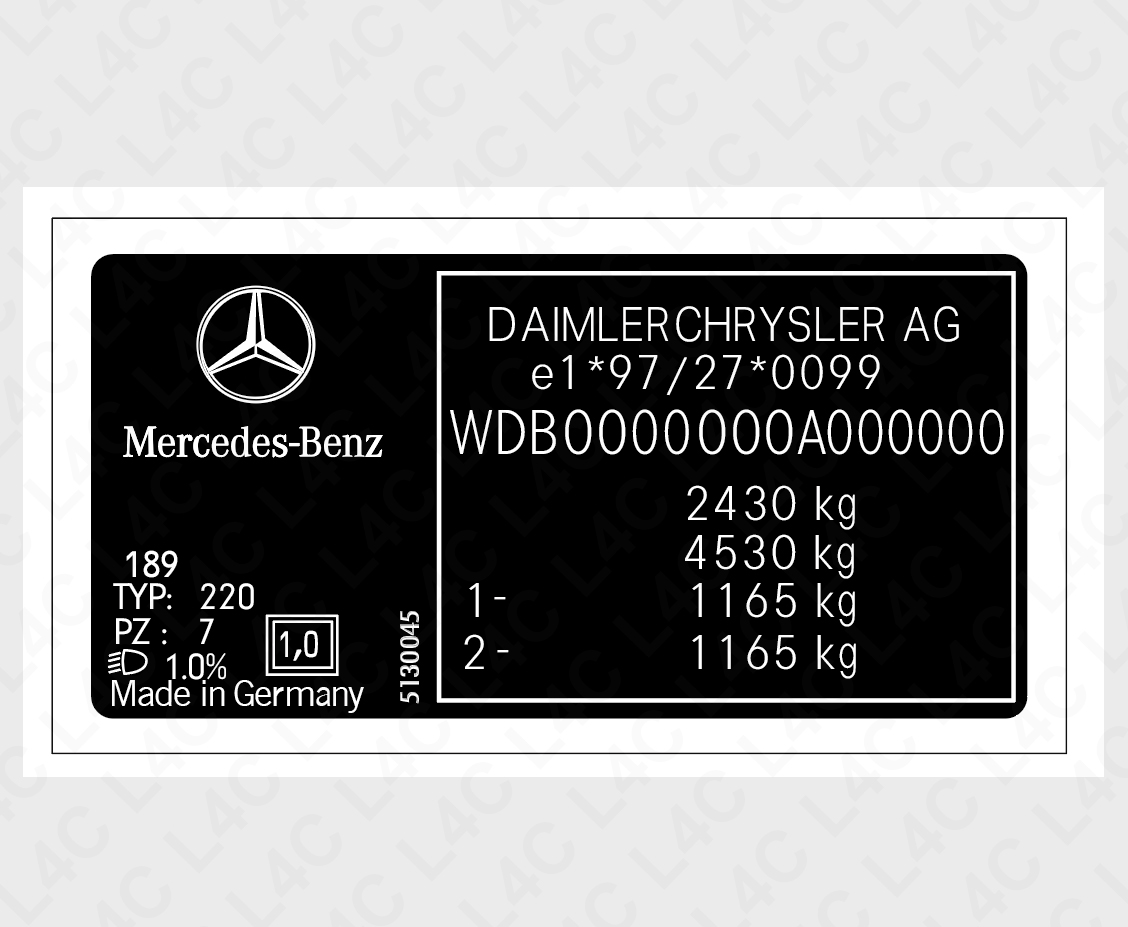Custom VIN Sticker for Mercedes 5130045 Replacement Replica Label
