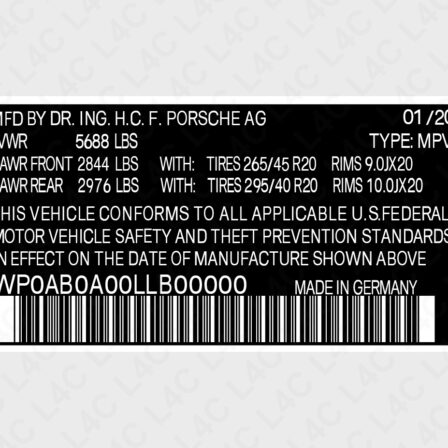Sticker for Porsche 95B.010.016