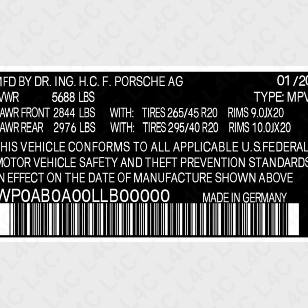 Sticker for Porsche 95B.010.016