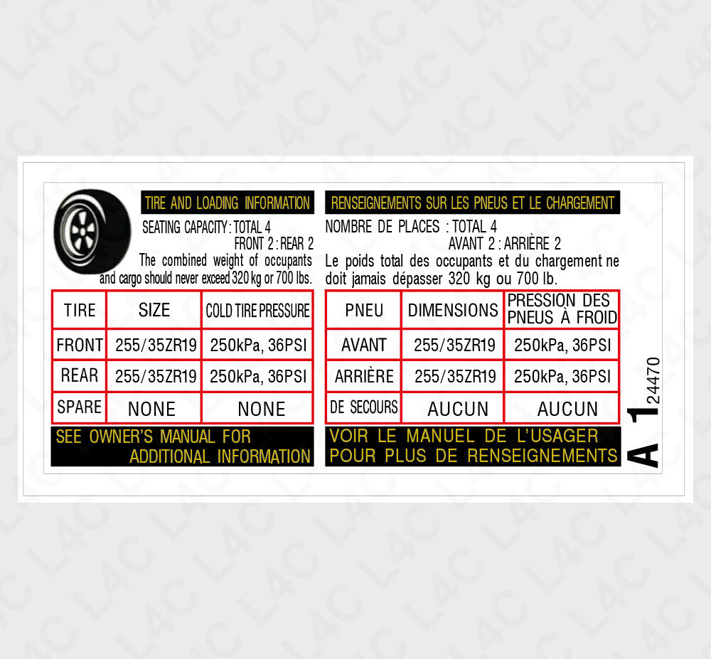 Custom Tire Loading Sticker for LEXUS Replacement Replica Label