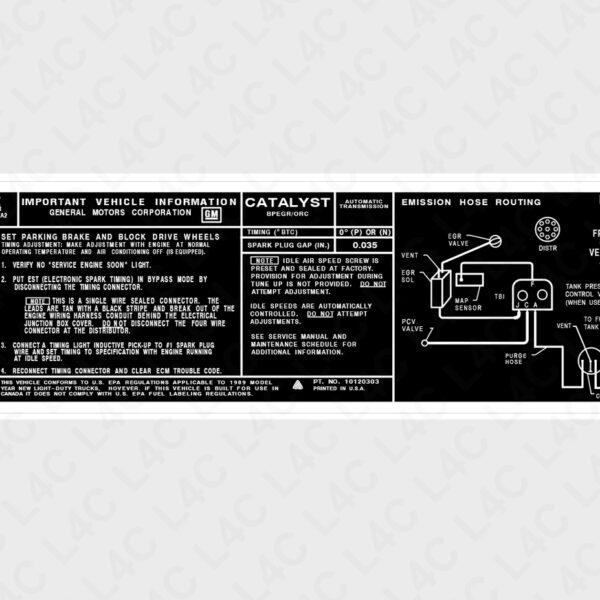 Custom Emission Sticker for GM Replacement Replica Label 10120303
