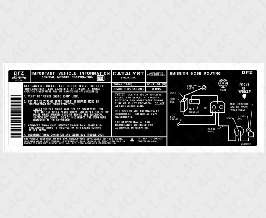 Custom Emission Sticker for GM Replacement Replica Label 10120303